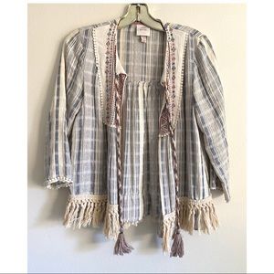 Boho open front short kimono jacket